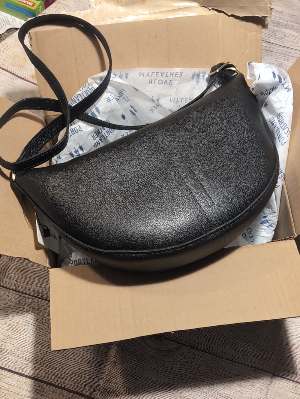 Portland Leather Large Kolala Sling Bag Pebbled Black Leather N W T